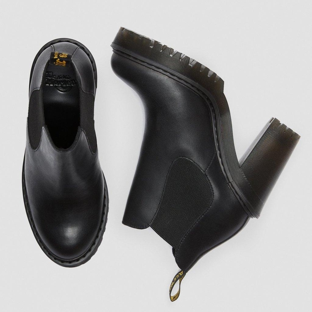Dr. Martens Hurston Black Leather Heeled Platform Lug Sole Chelsea Boots 9-10 - Picture 14 of 14